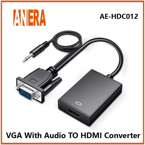 Anera Hot Sale VGA to HDMI Converter Video Converter Adapter Cable with Audio